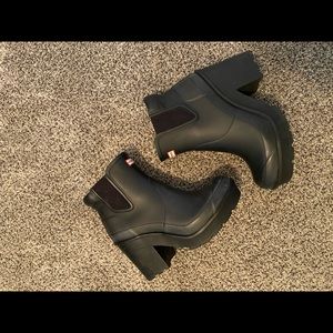Hunter Original block heel Chelsea - matte black